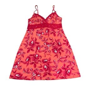 George Y2K Pink and Red Floral Slip dress size S